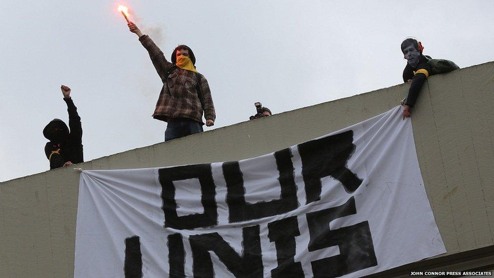 Protesters at University of Sussex demonstration