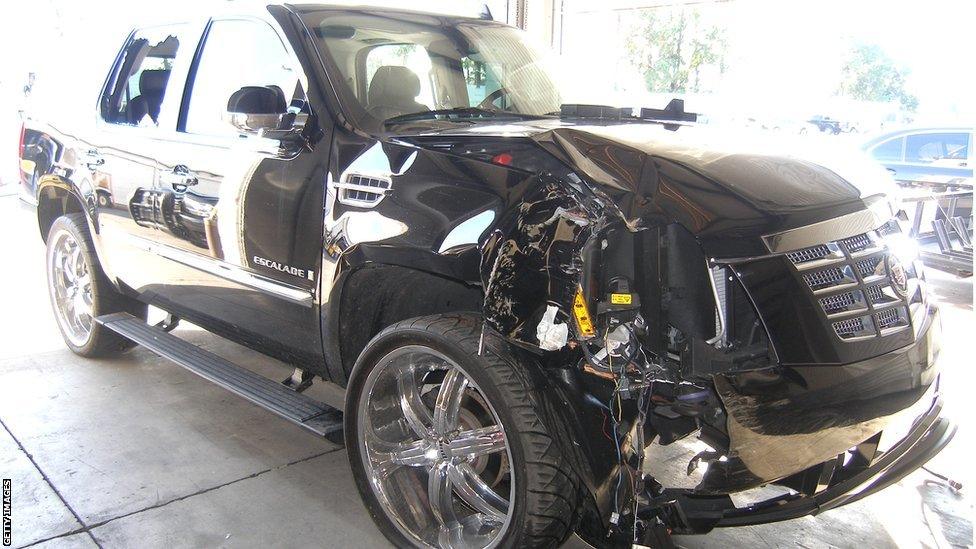 Tiger Woods' car after his infamous crash