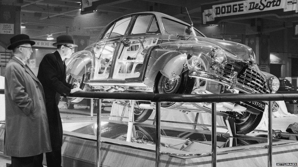 A Morris Oxford saloon car finished in Perspex. (Photo: George Hales/Getty Images)