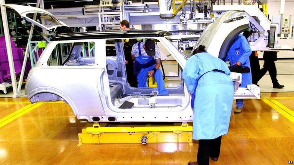 The production line at the Cowley car plant, Oxford, marking the official opening of BMWs new Mini plant.