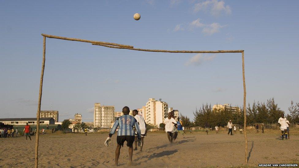 Beira, Mozambique's second largest city is home to half a million. Football is a national passion