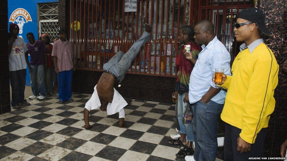 Street dancing in Xipamanine Market, Maputo.