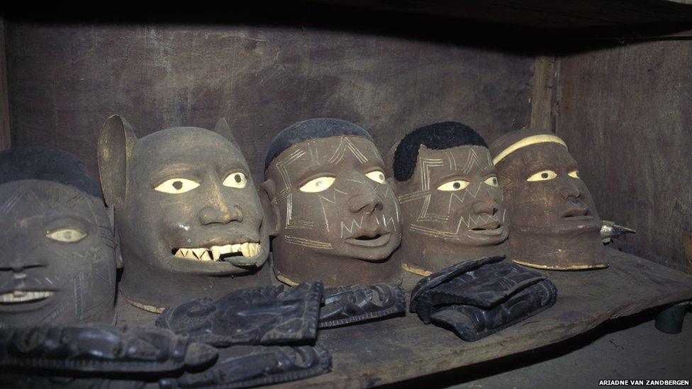 Distinctive masks made by the Makonde ethnic group.