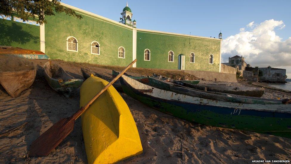 Mozambique has long historic ties with the Muslim world. Today, Muslims account for nearly a fifth of the population. This mosque is on Ilha do Mocambique, an island off the northern Mozambican coast.