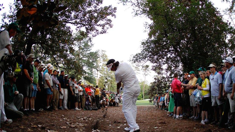 Bubba Watson in the 2012 Masters play-off