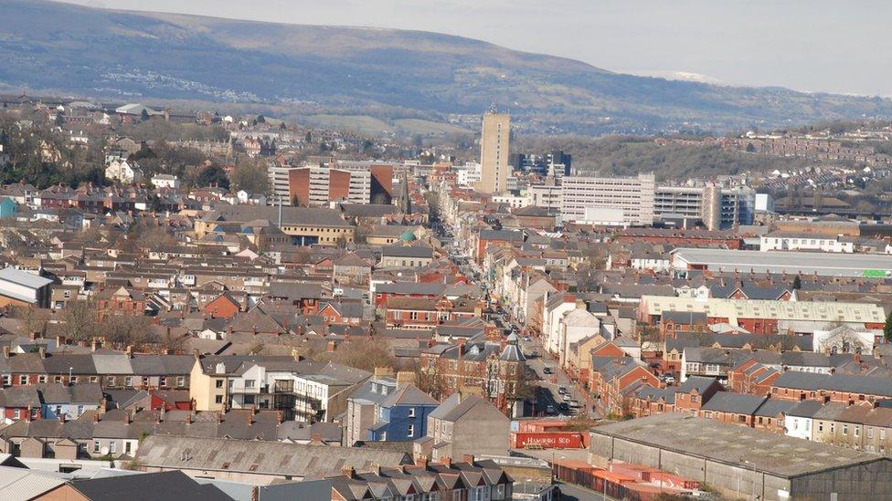 View of Newport from the top of the transporter bridge