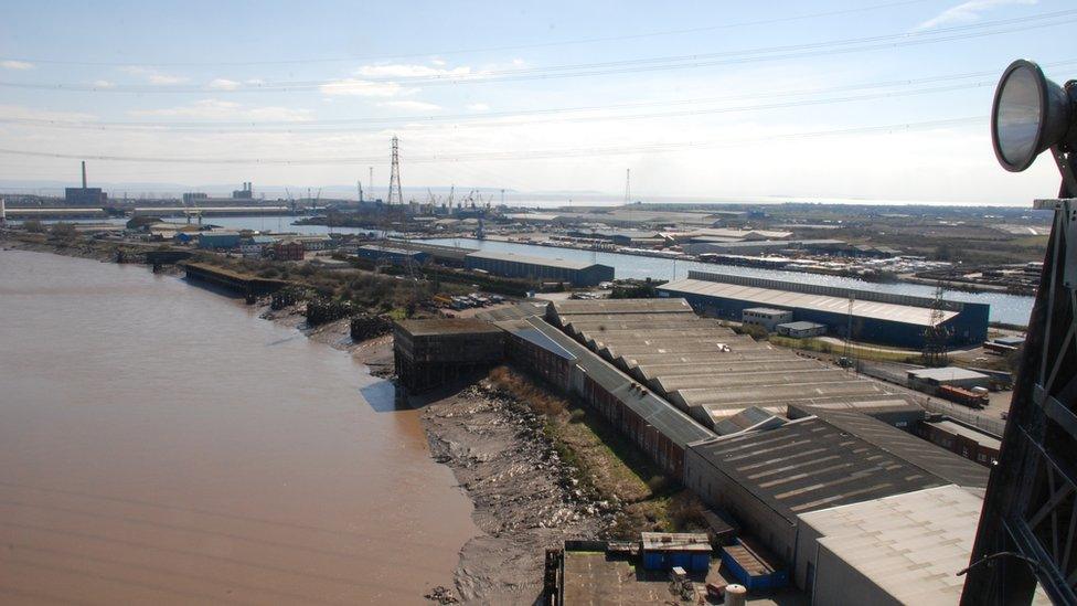 View of Newport docks from the transporter bridge