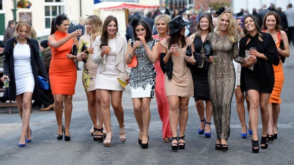 Women arriving at Aintree