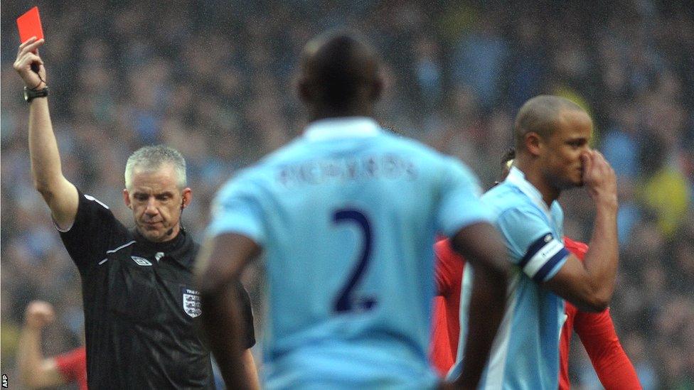 Vincent Kompany is sent off