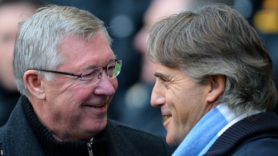 Sir Alex Ferguson (left) and Roberto Mancini