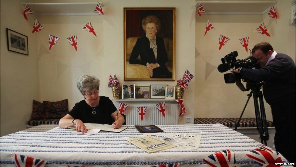 Book of condolence being signed for Baroness Thatcher at her former constituency office in Finchley