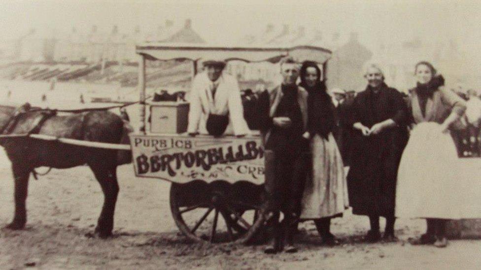 A horse-drawn ice-cream cart