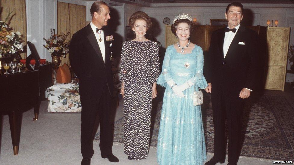 The Queen And Prince Philip with President Ronald Reagan and Nancy Reagan