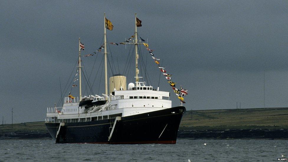 Britannia moored off the Western Isles, 1985