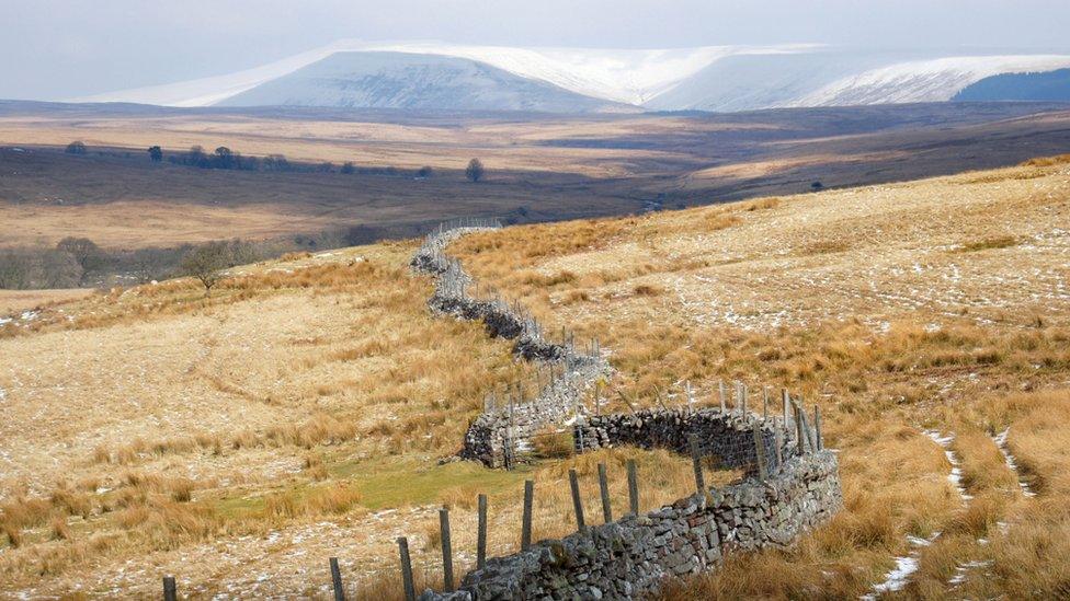 Looking towards the Brecon Beacons from Penderyn, Rhondda, Cynon Taf