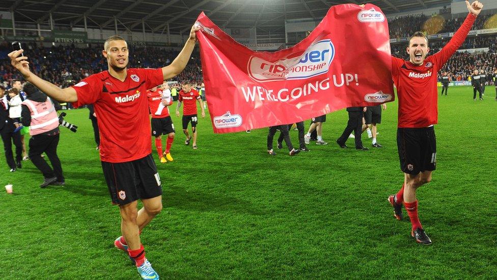 Cardiff City player celebrate