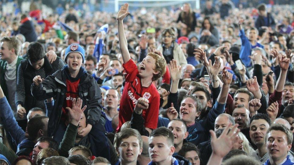 Cardiff City fans celebrate