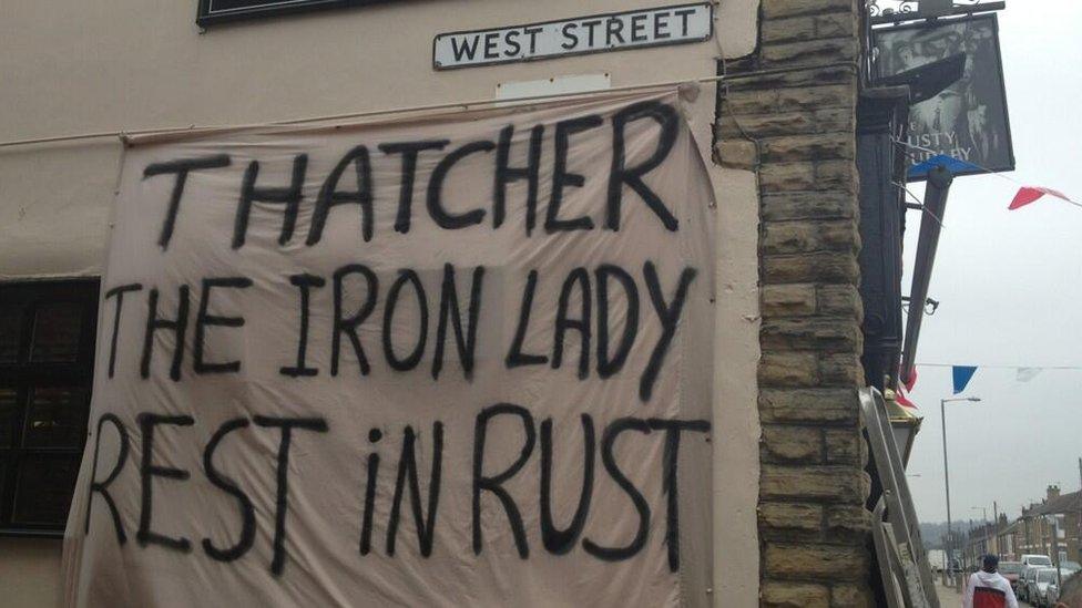 Anti-Margaret Thatcher on the side of The Rusty Dudley