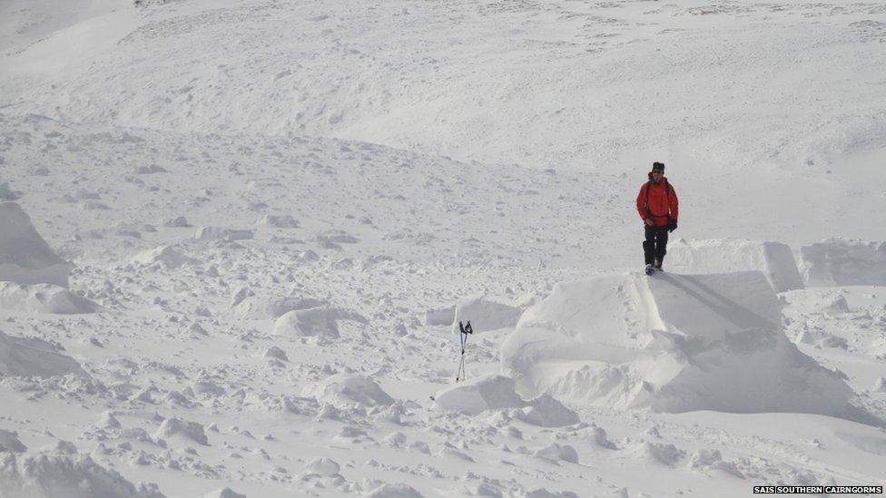 Avalanche debris in Southern Cairngorms