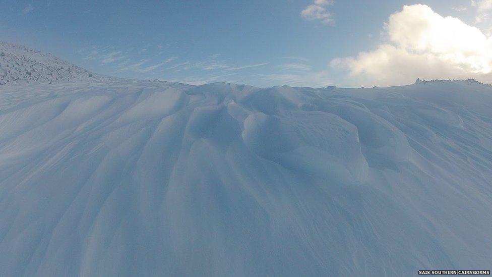 Wind eroded snow in the Southern Cairngorms