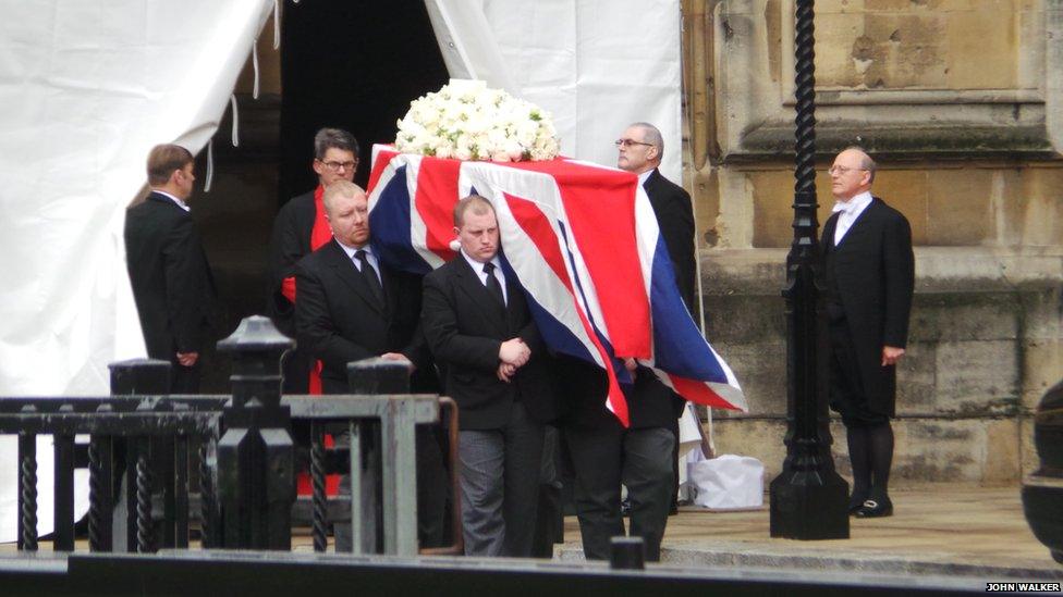 Coffin leaves the Palace of Westminster. Photo: John Walker