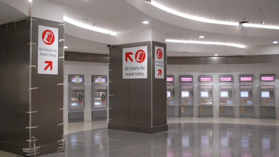 Ticket machines in the new concourse of New Street station