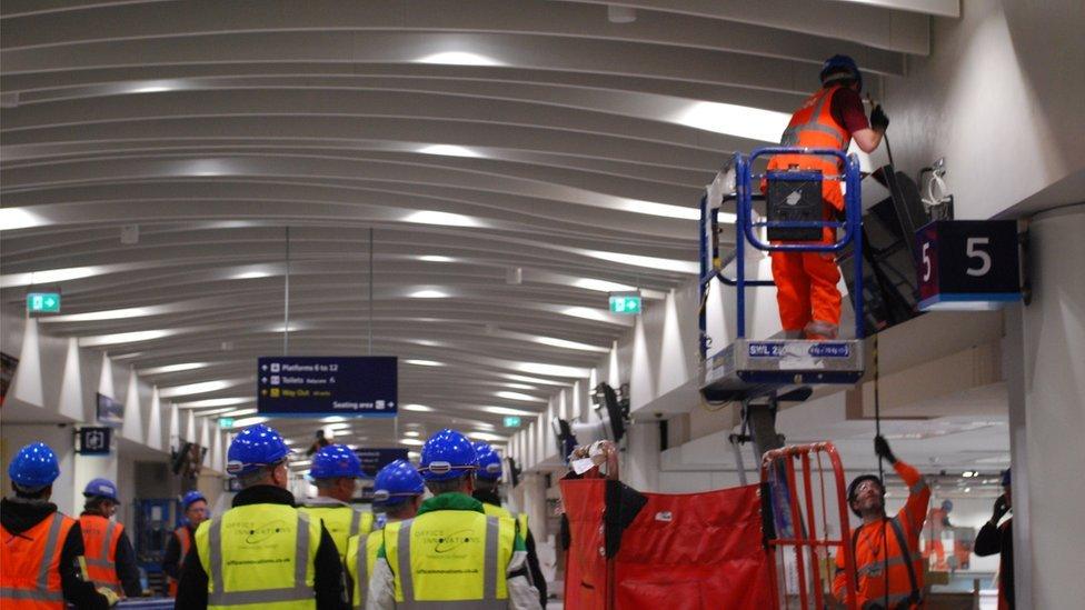 Building work in the new concourse at New Street station