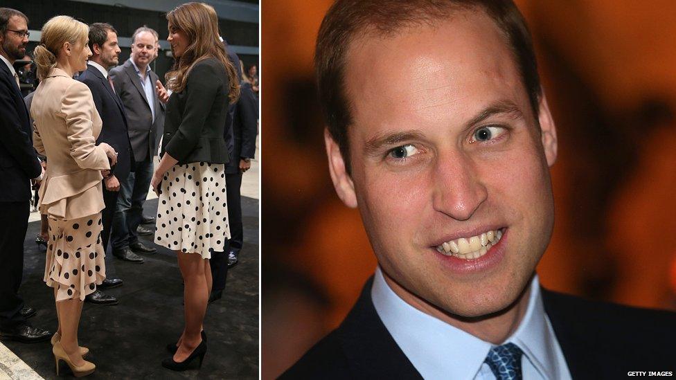 Kate chats to J.K. Rowling (left) and Prince William (right)