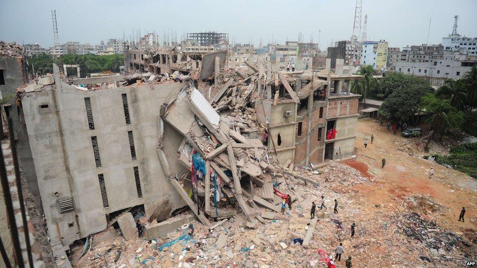 Collapsed building in Dhaka. 27 April 2013