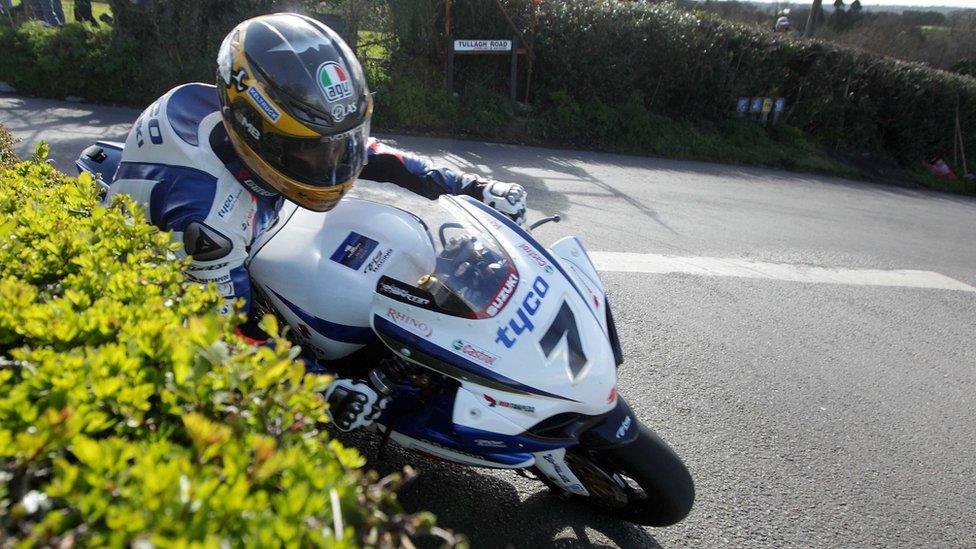 Guy Martin brushes the hedges at Cookstown during the Open race