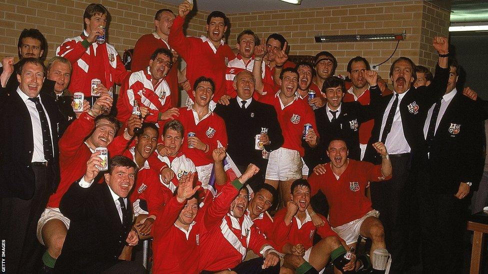 The victorious 1989 Lions celebrate their series win