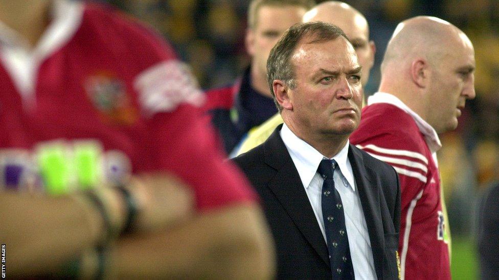 Lions boss Graham Henry looks on in Sydney after the third-Test defeat by Australia