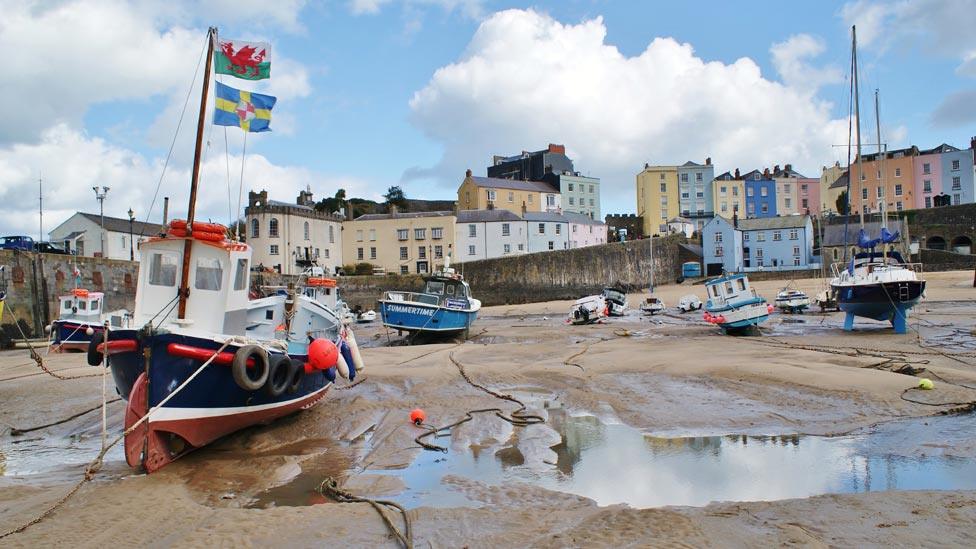 Boats in Tenby harbour