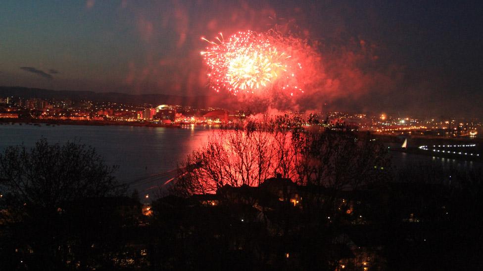 Fireworks in Cardiff Bay