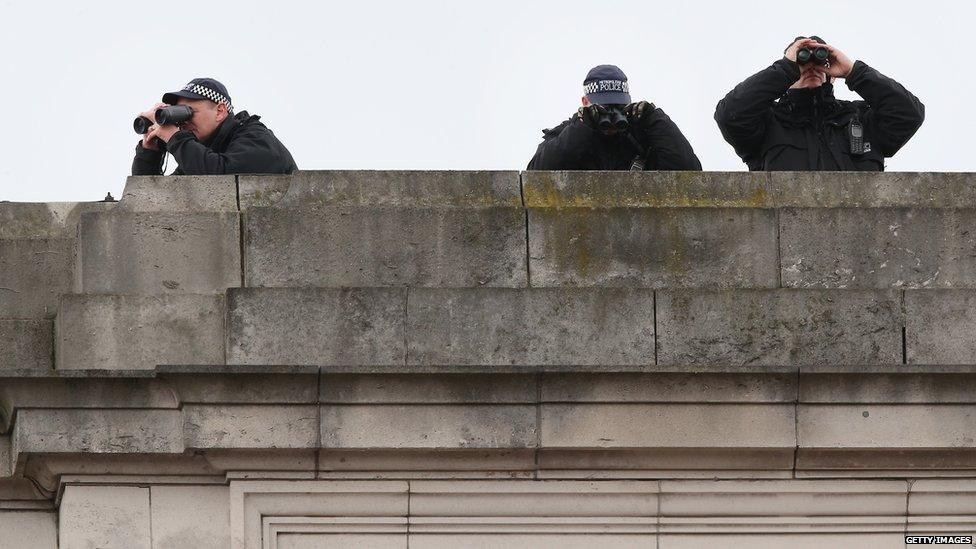 Police outside Palace of Westminster