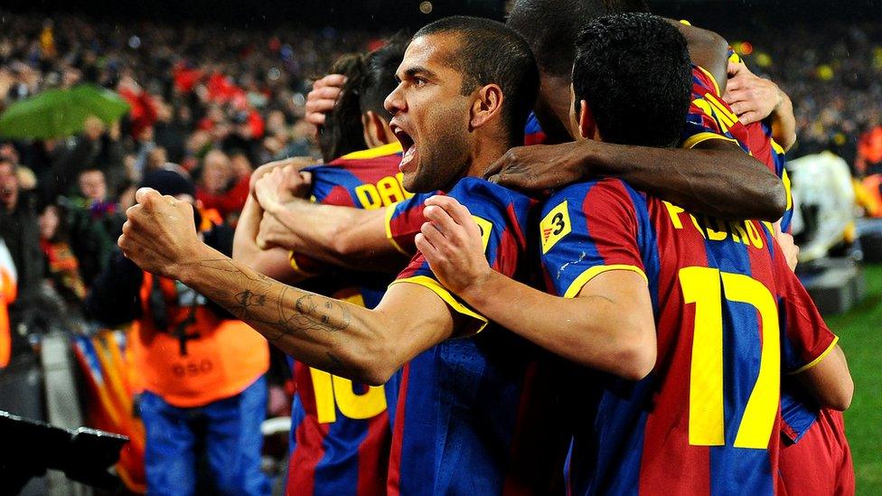 Barcelona players celebrate