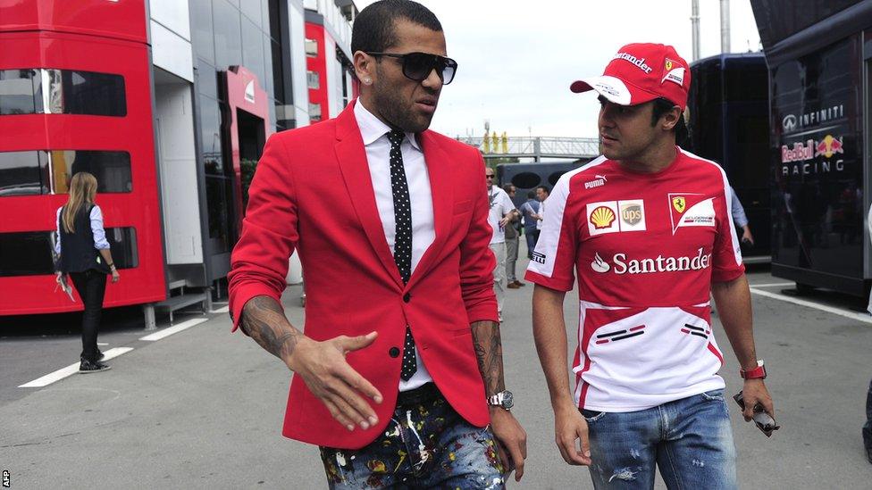 Daniel Alves (left) and Felipe Massa