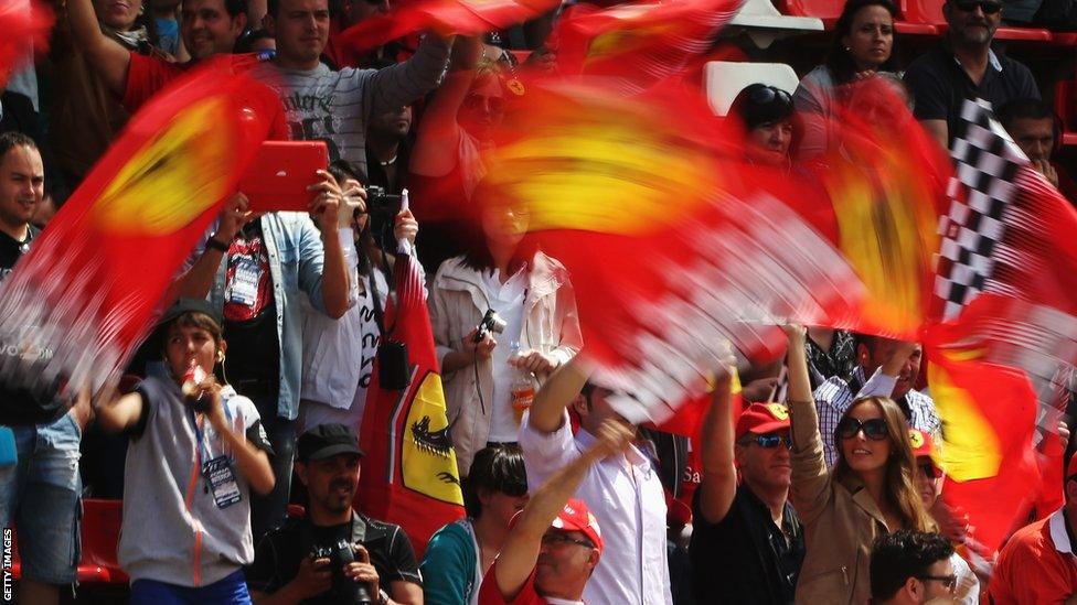 Spanish fans at the Circuit de Catalunya