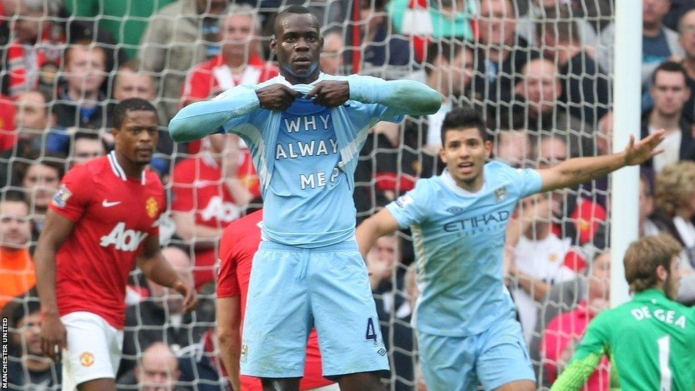 Mario Balotelli, Sergio Aguero and Patrice Evra