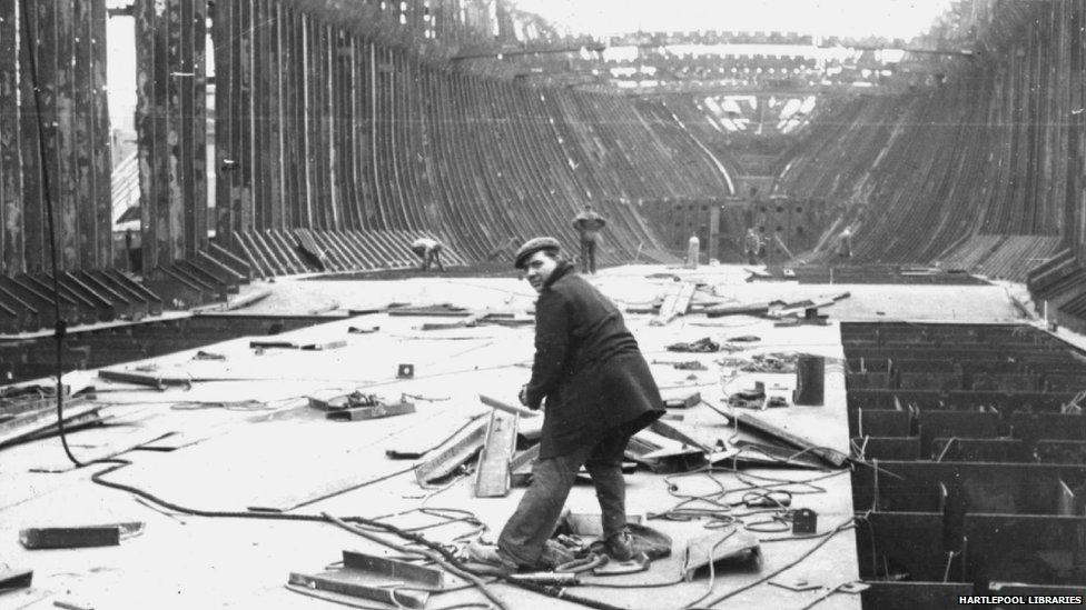 Man working at Gray's Shipyards, Hartlepool