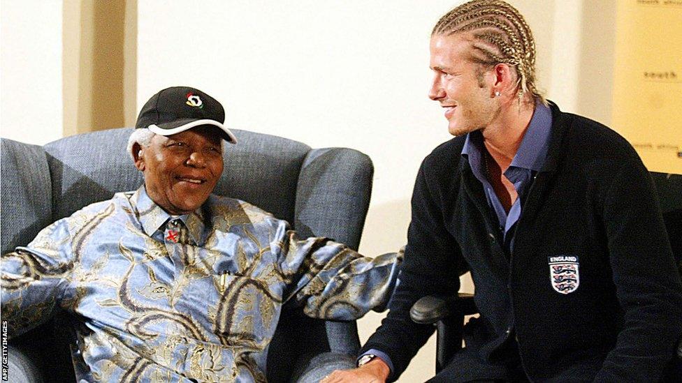 David Beckham and Nelson Mandela