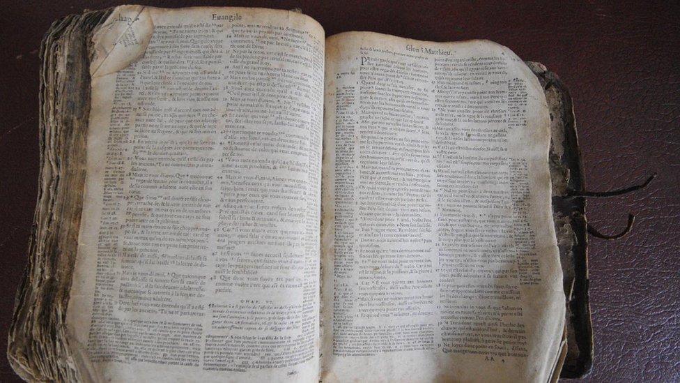 A Huguenot bible that was hidden by being baked in a loaf of bread