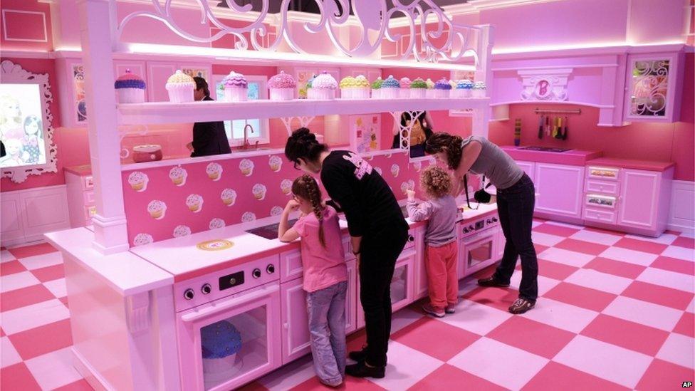 Kitchen in the Barbie Dreamhouse Experience near Alexanderplatz square in Berlin, 16 May 2013