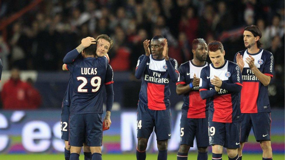 David Beckham applauded by PSG team-mates