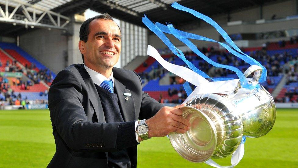 Wigan manager Roberto Martinez with the FA Cup trophy