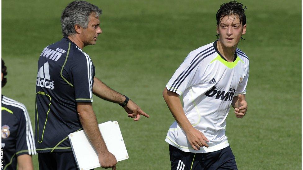 Jose Mourinho and Mesut Ozil