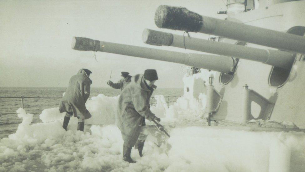 Ice was a significant problem for the ship’s crew since its weight could capsize the vessel if it wasn’t chipped off.