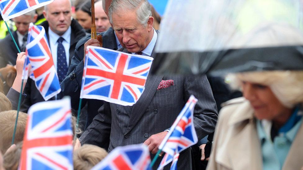 The royal couple greet well-wishers in the streets of Hay