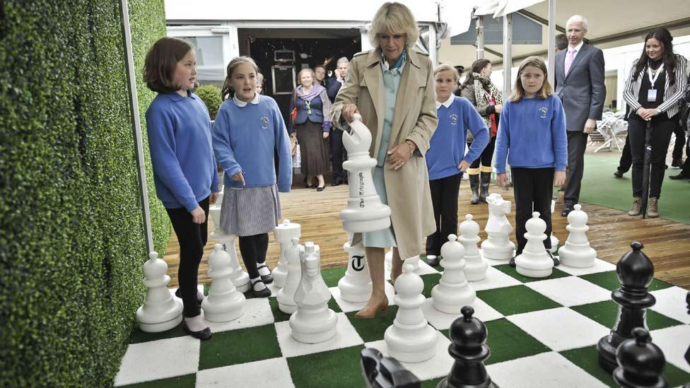 The Duchess of Cornwall played a large game of outdoor chess