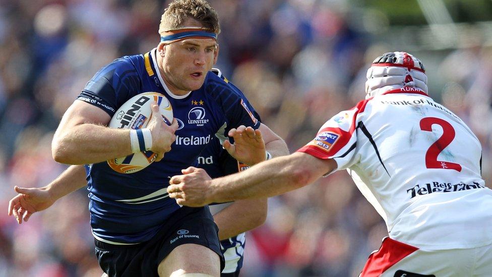 Jamie Heaslip in action against fellow Irish international Rory Best during the Pro12 final